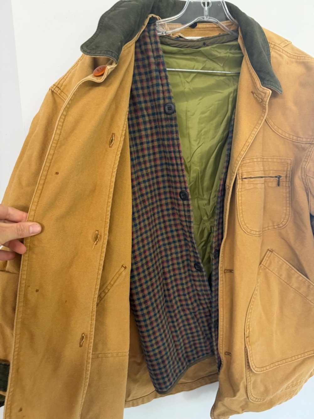 Vintage LL Bean Khaki Canvas Work Jacket w/ Primaloft Liner Outdoor Workwear - Picture 2 of 10